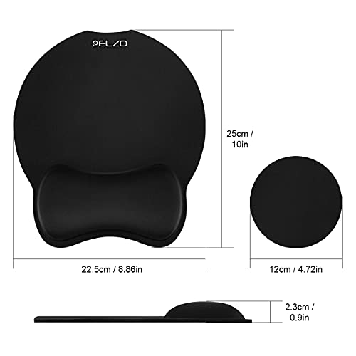 ELZO 2PCS Mouse Wrist Rest Support with Memory Foam Padding, Non-slip Rubber Base and Ergonomic Design for PC Computer Laptop Desktop (2 X Mouse Wrist Support Mat Black) - Image 6