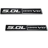 Fidida 2PC 5.0L Coyote V8 Emblem Decal Car Engine Letters Decal Plating Badge 3D Metal Style Fit for F150 5.0L Engine Truck Silver Black