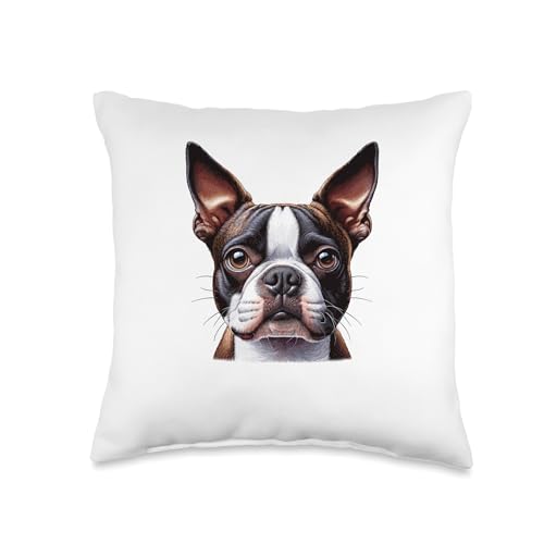 Dog Face - Boston Terrier Throw Pillow