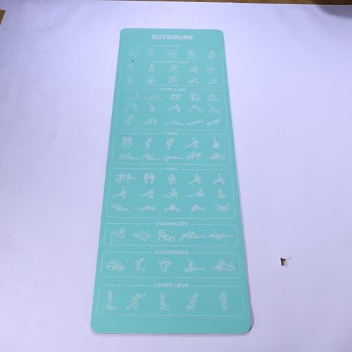OUTDOUSE Yogamatte Sportmatte–70 aufgedruckte Yoga Posen, rutschfestes TPE-Material, für Gymnastik, Pilate, Zuhause und Reisen, Fitness Mattes für Damen und Herren, Grün und Schwarz, 183x61x 0,6 cm