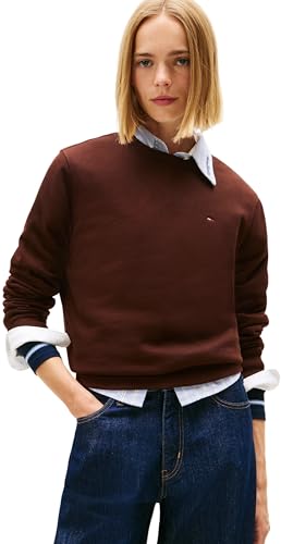 Tommy Jeans Jersey Mujer Crew Neck con Cuello Redondo, Marrón (Rich Brown), S