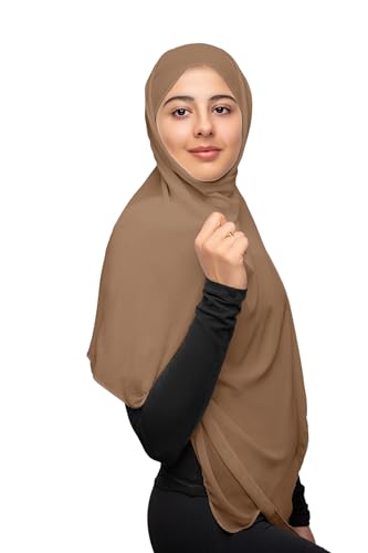 Instant Hijab For Women Made of Chiffon – Plain Scarf with Magnetic Head To Wrap Easily3