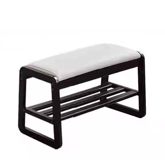 Banc à chaussures luxe en bois massif noir assise haute densité