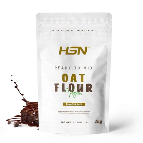 HSN Harina de Avena de Sabores Instantánea en Polvo | Brownie 1Kg = 20 Tomas por Envase | Sin Azúcares Añadidos | Ideal Tortitas de Avena, Batidos de Proteínas | No-GMO, Vegano