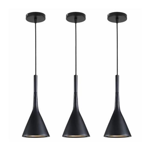 Suspension cuisine noire lot de 3 lustre industriel pour îlot central