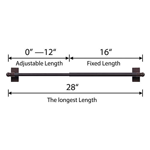 Turquoize 2 Pack Magnetic Curtain Rods For Metal Doors 5/8" Multi-Use Versatile Adjustable Appliance Magnetic Rod Extends From 16 Inch To 28 Inch Magnetic Cafe Curtain Rod, Cocoa, 2 Pack #TOP1