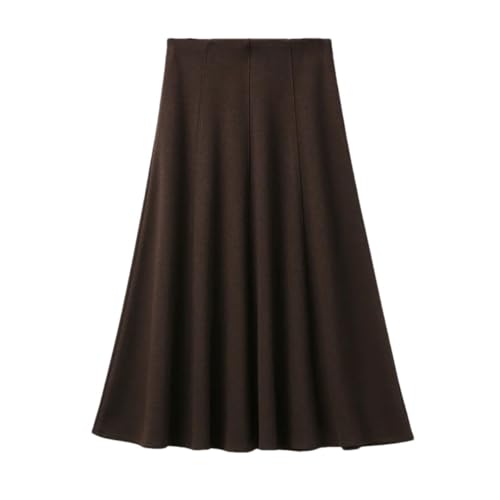 Women Winter Thickened Fleece-Lined High-Waisted for Slimming Solid Color A- Line Skirt
