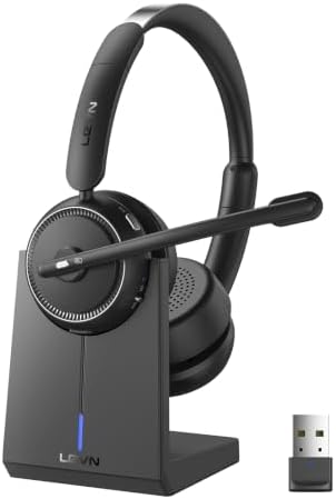 Wireless Headset with Mic for Work, Bluetooth Headset with Microp...