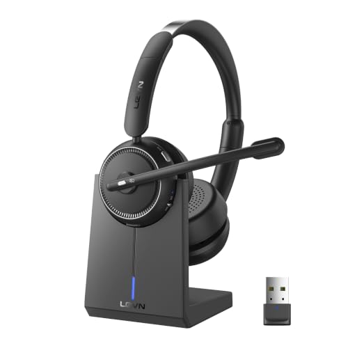 Image of Wireless Headset with Mic for Work, Bluetooth Headset with Microphone AI Noise Cancelling & Mute Button, Wireless Headphones with Mic for Work /Home /Office /Call Center /PC /Laptop /Computer /Teams /Zoom