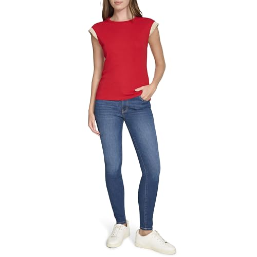 Chemise à manches courtes et col rond à volants pour femme Nautica