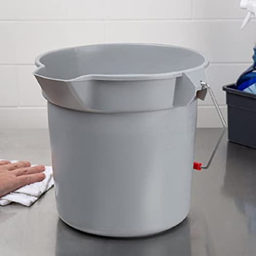 Image of Rubbermaid Commercial Products Brute Heavy-Duty Round Bucket, 10-Quart /2.5 Gallon, Gray, Corrosive-Resistant Pail with Handle for Professional /Janitorial Cleaning and Material Transport, Pack of 12