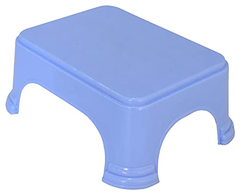 Image of Kuber Industries 2 Pieces Unbreakable Virgin Plastic Multipurpose Bathroom Dustbin & Stool Set (Blue)