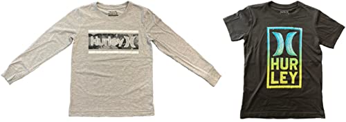 T-shirt Hurley garçon pack de 2 vêtements manches longues gris et courtes noir