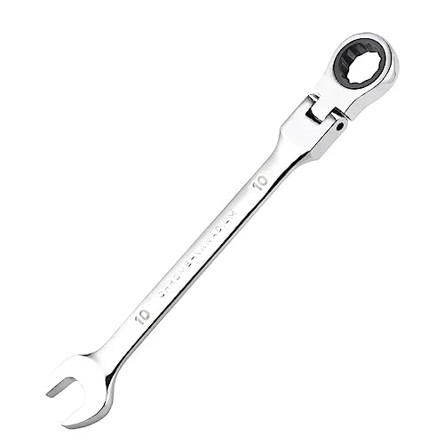 DFsucces フレックスラチェットレンチ 10MM 片口スパナ 72ギヤコンビネーションレンチ 両用ヘッド 首振りラチェットレンチ スパナ 角度調整可能