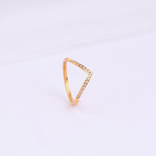 Image of V Shape CZ Paved Ring for Womens | Waterproof and Anti Tarnish Demifine Jewelry | Gifts for Women & Girls | 1 Year Warranty*