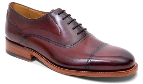 BARKER Cherwell Chaussures richelieu Oxford en cuir faites à la main pour homme – Élégance intemporelle et savoir-faire supérieur, Bordeaux brossé à la main, 42.5 EU