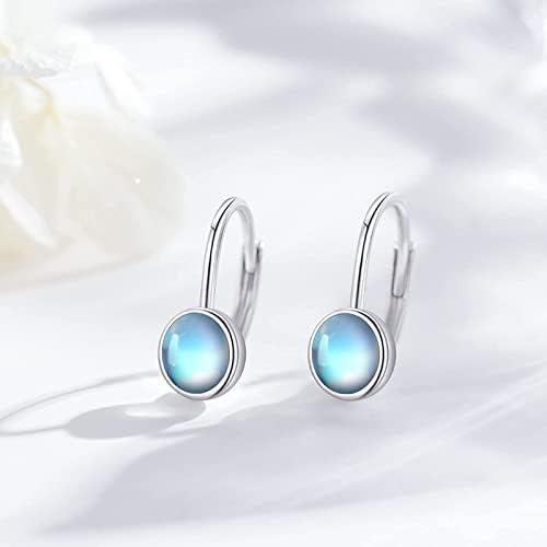 Moonstone Earrings 925 Sterling Silver Drop Dangle Leverback Hoop /Rose Gold Earrings Moonstone Jewellery Gifts for Women Girls Mother Daughter