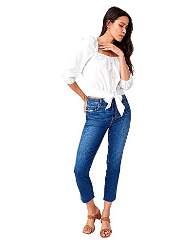 PAIGE Womens Sarah Cropped Medium Wash Slim Jeans