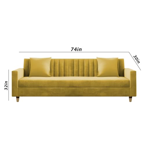 Image of Casaliving Garcia 3+2+1 Seater Sofa Set for Living Room (Yellow Colour) Premium Fabric Sofa
