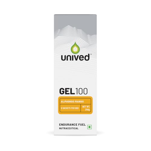 Image of Unived Gel, Nutrition Energy Gel for Endurance Athletes, Runners, Cyclists, Triathletes, Ultramarathon Runners, Vegan, Pack of 6 (Alphonso Mango)