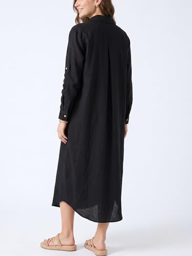 Image of Kuraki Women's Casual Print Button Front Maxi Shirt Dress