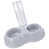 Syyavrrta Pet Double Bowl with Water Bottle for Cats and Small Dogs - Convenient Feeding Solution with Removable Dispenser