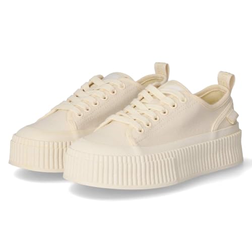 Buffalo Damen Low Sneaker Madison Beige Textil, Größe:36, Farbauswahl:beige