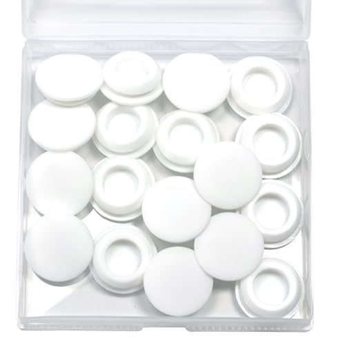 Image of 20 Pcs 15 mm Silicone Rubber Plugs Snap in Locking Hole Plugs for 14.5-15.5mm (9 /16 inch-5 /8 inch) Round Holes, Flush Type Rubber Stoppers, Flexible Tube Pipe End Caps Covers, Waterproof Sealing Plugs, White