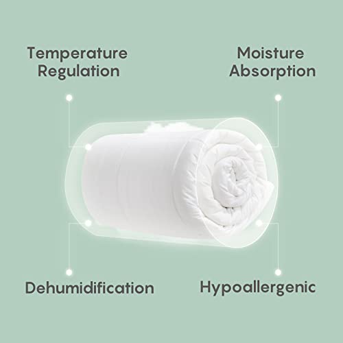 Your Moon Wool Comforter Queen Size, Excellent Curl Wool Fill Duvet From Australia Temperature Regulation, 100% Natural Wool Quilt Washable All-Season Soft Noiseless Microfiber Shell (White, 90"X90") #TOP2