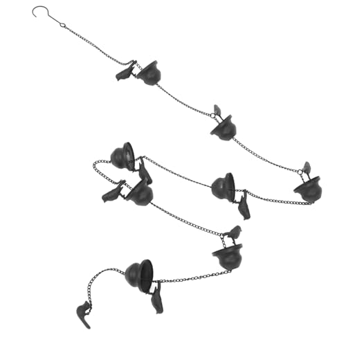 CIYODO Vintage Iron Bird Rain Chain Mobile Birds on Cups Rain Gutter Chime for Outdoor Yard