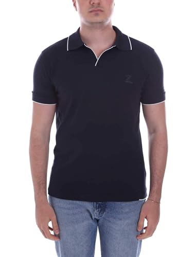 Polo bleu Yes-zee TS00 en maille haut de gamme coupe ajustée