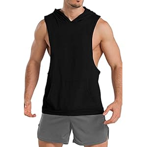 TX Apparel Tanktop voor heren, mouwloos, spiershirt, workout, sport, fitness, hoodie, bodybuilding, spieren, capuchon, tanktops, zwart, L