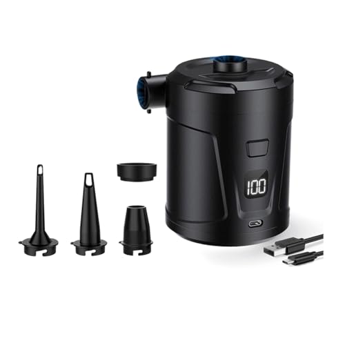 Rfeeuubft Bomba de Aire Eléctrica con Carga USB, 5200 MAh, Minibomba Desinfladora, 4300 Pa, 3 Boquillas para Cojines Inflables y de Aire