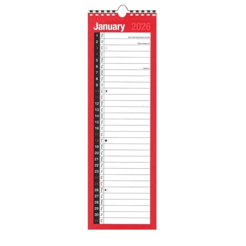 2026 Calendar Slim Month to View Spiral Bound Wall Planner Organiser Calendar for Home Business Office School 1st January to 31st December 2026