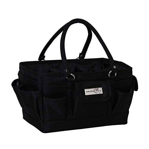 Image of Everything Mary Deluxe Store & Tote Organizer - Black Craft Caddy with Handle - Collapsible Bag for Sewing, Scrapbooking, Art Supplies & DIY Project Organization