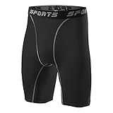 Tesuwel Compression Shorts Men Long Quick Dry Athletic Underwear Mens Basketball Running Compression Undershorts Seamless Spandex Football Tight Shorts Support Cool 1 Pack 3325 Black 2XL