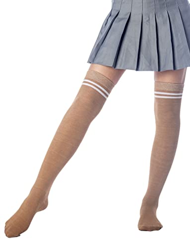 Image of iB-iP Women's Football Style Stripes Sports Thigh High Long Socks