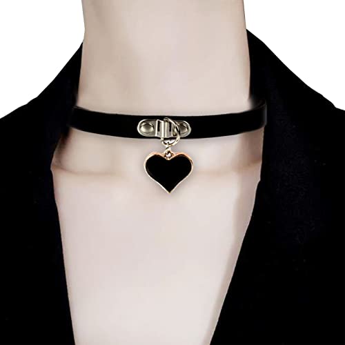 Floatdream 4 Stücke Halsband Damen, Lederhalsband Halskette Gothic, Damen Gothic Collar, für Männer und Frauen Halsverband, Valentinstagsgeschenk, Jubiläumsgeschenk(Schwarz)