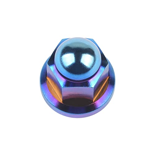 Image of Titanium M6 M8 M10 Dome Head Acorn Nuts for Bicycle Motorcycle Exhaust Pipe Car Pack of 6 (M8, Burning Blue)