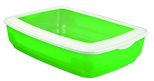 Image of Trixie: - Brisko Cat Litter Tray with Rim | Lightweight and Easy to use | Perfect Starter for Toilet Training Kittens | Keeps The Surrounding Area Clean and Tidy | Assorted Colours - 20 x 15 x 4 inch