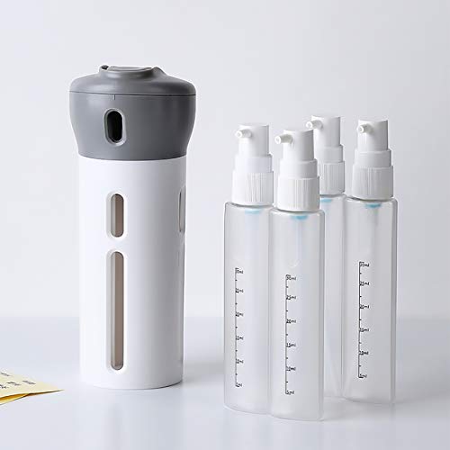 Portable Travel Bottles Set 4 in 1 with Labels TSA Approved Refillable Containers Perfect for Business or Personal Travel, Fun Outdoors (Gray)