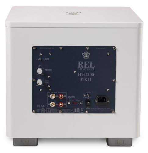 Image of REL HT /1205 MKII 12-Inch Powered Subwoofer - Powerful Bass for HiFi Home Theater, Audiophile Stereo Systems, and Surround Sound - Premium High-End Subwoofer in Line Grained White Finish