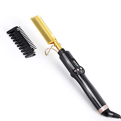 Ten-Tatent Hot Comb Hair Straightener Electric Straightening Comb Single-Sided Portable Ceramic Beard Straightener Brush Anti-Scald Press Comb Ceramic