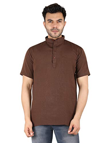 Image of LATEST CHIKAN Men's Cotton Regular Casual Strped Short Kurta Half Sleeves - (SK-LJ.DS.AS)