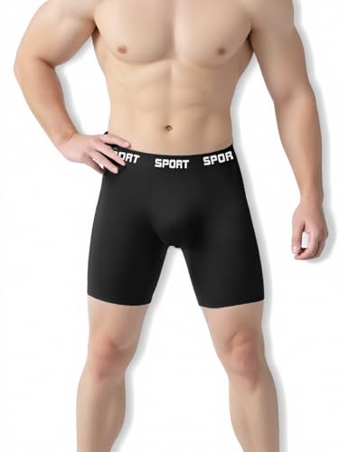3 Pairs Mens Underwear Boxer Briefs for Men Pack Long Leg Men's Boxer Briefs Moisture-Wicking Mens Briefs Underwear Multipack3
