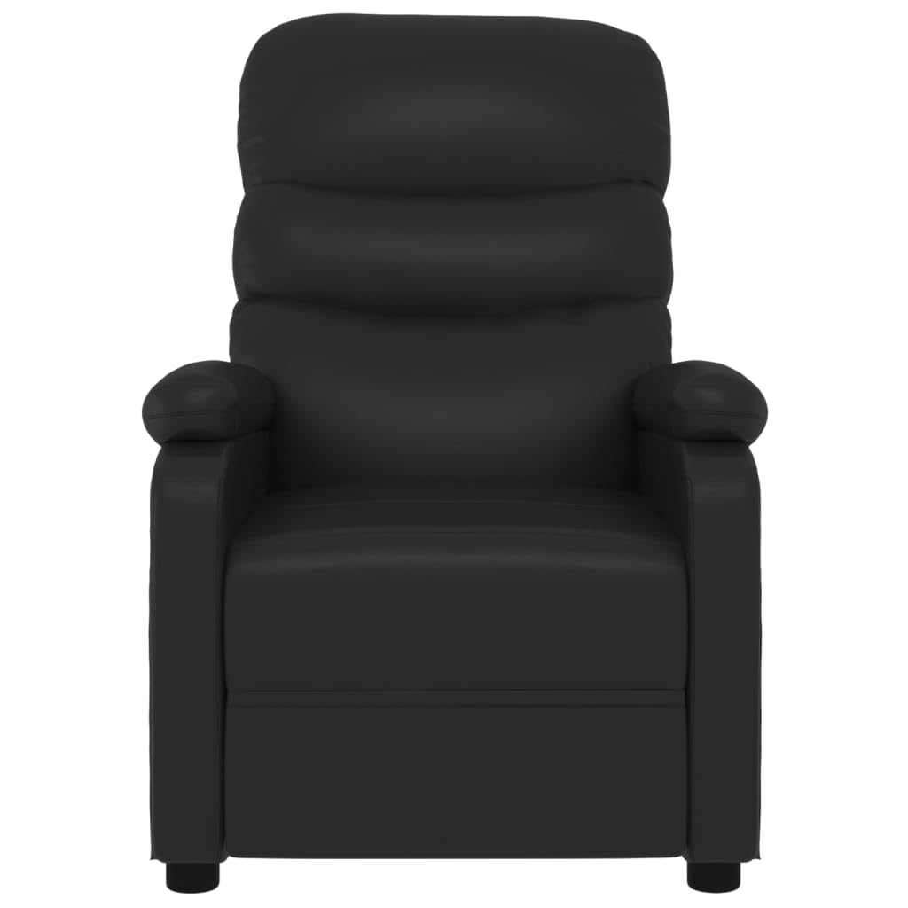 Fauteuil de relaxation électrique en cuir synthétique noir avec fonction allongée, dossier et repose-pieds réglables, cadre en bois stable, fauteuil rembourré confortable pour salon, salle de
