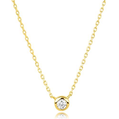 MAX + STONE 10K Yellow Gold Diamond Bracelet or Pendant for Women | Hypoallergenic Bezel Labgrown Small Diamonds Necklace or Bracelet | Adjustable Chains: Bracelets (7.5