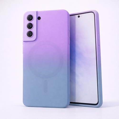 Image of amazon basics Gradient Mag-Safe Case for Samsung Galaxy S21FE 5G | Soft Silicone Shockproof Cover with Camera Protection | Slim Lightweight Design | Smooth Touch & Durable - Purple & Gray