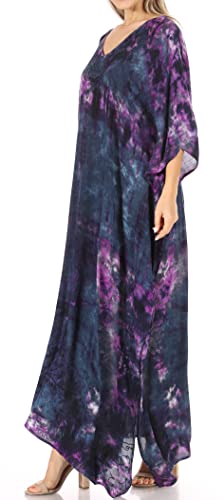 Sakkas Catia Women's Boho Casual Long Maxi Caftan Dress Kaftan Cover-up LougeWear3