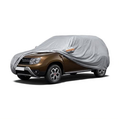 Image of myTVS 100% Waterproof Car Body Cover for Renault Duster (2012-2019) - Custom-Fit, Double-Layer, UV & Dust Proof, Mirror Pockets & Elastic Clip Lock (CSK 7B)